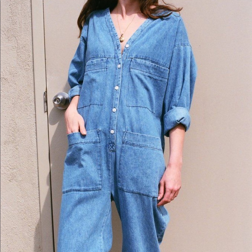 Ilana Kohn Tuck Coverall In Faded Denim